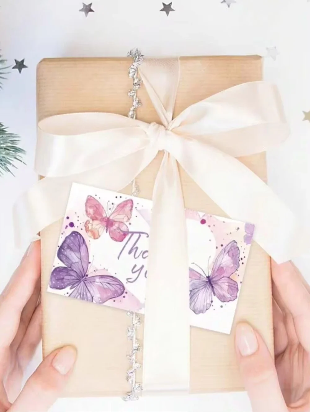 25 PCS Butterfly Watercolor Thank You Business Cards